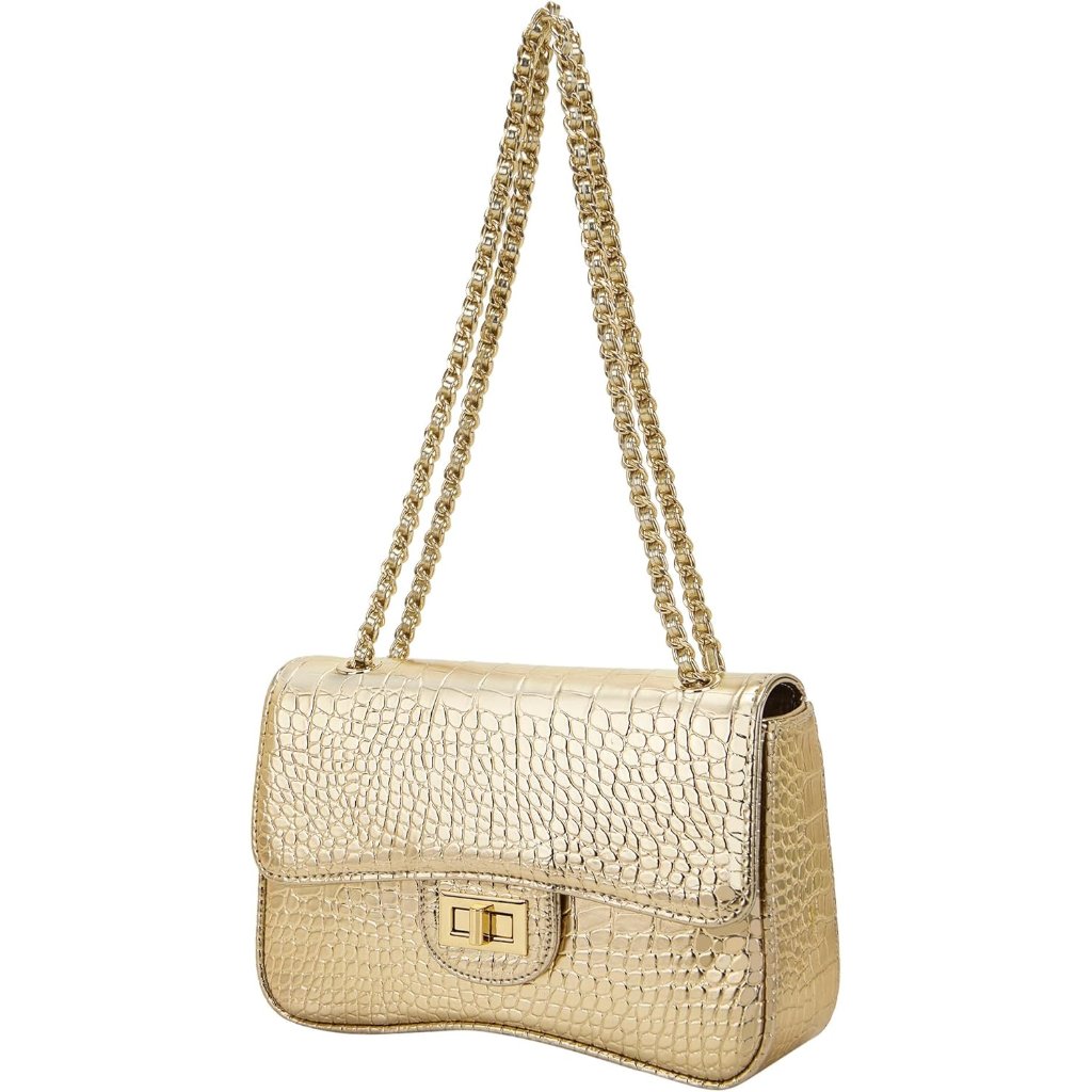 Women Shoulder Bag Small Quilted Denim Bag Chain Clutch Purses And Handbags Or C